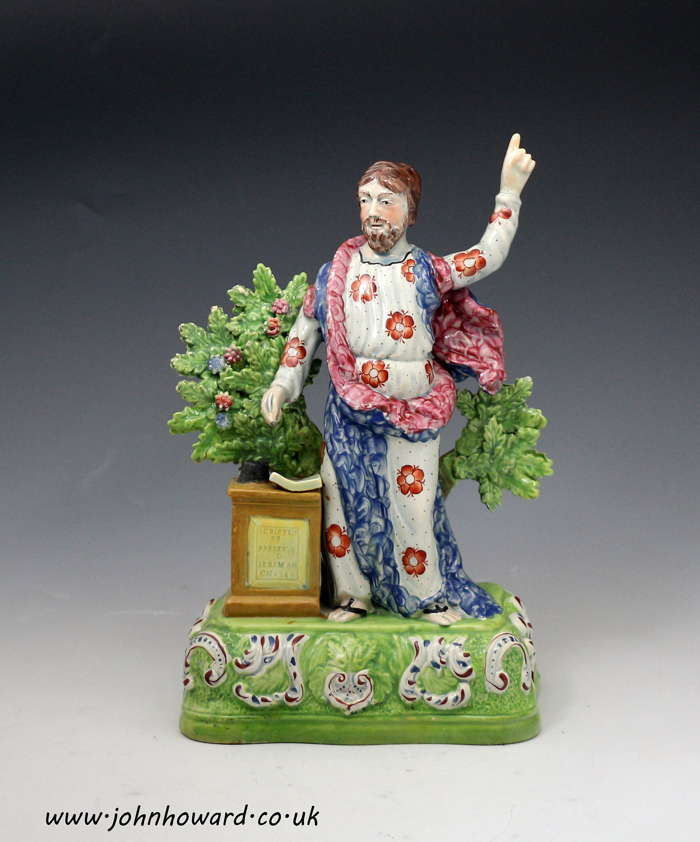 Antique Staffordshire pottery pearlware figure of Jeremiaih early 19th century
