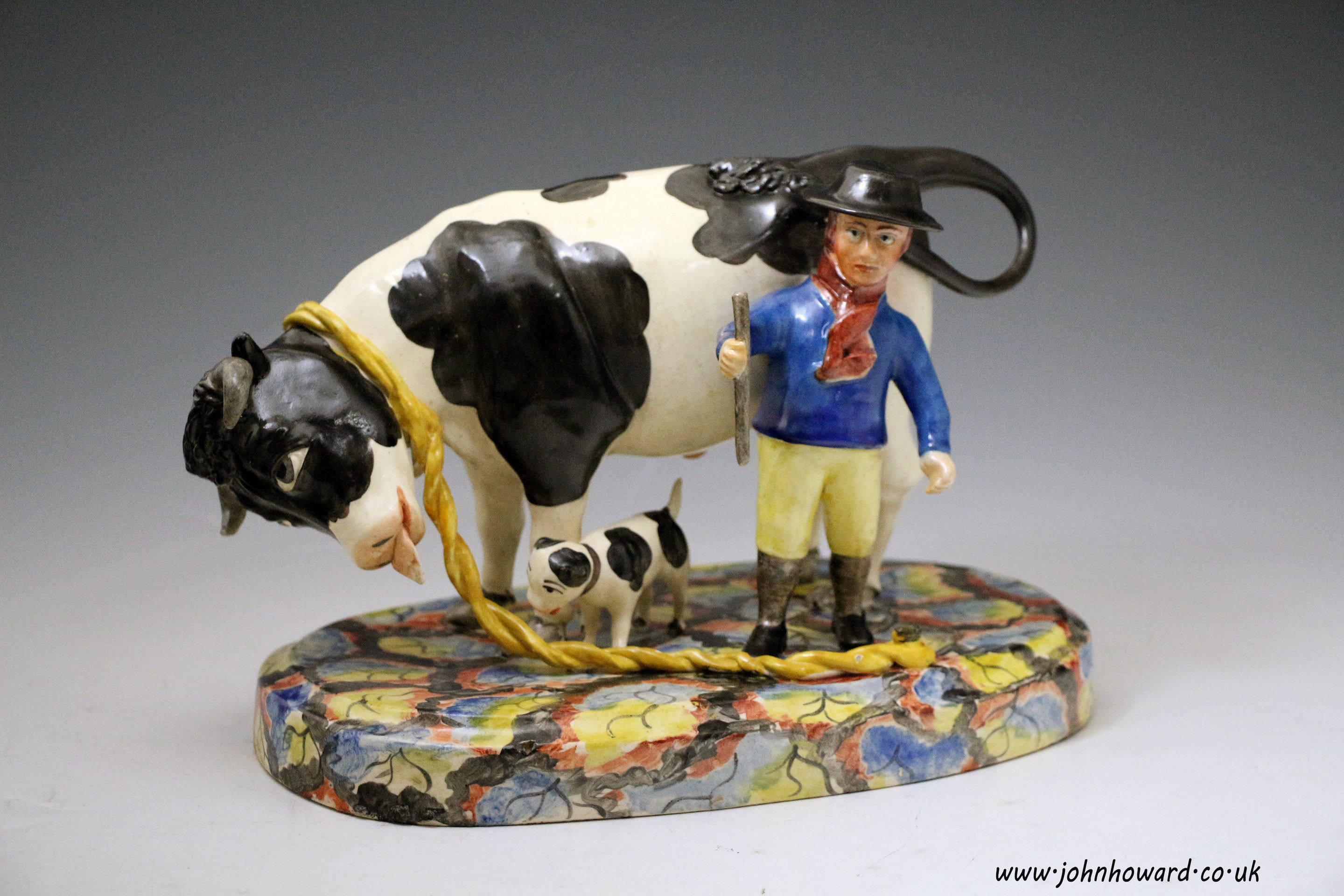 Staffordshire pottery pearlware bull baiting group early 19th century England 