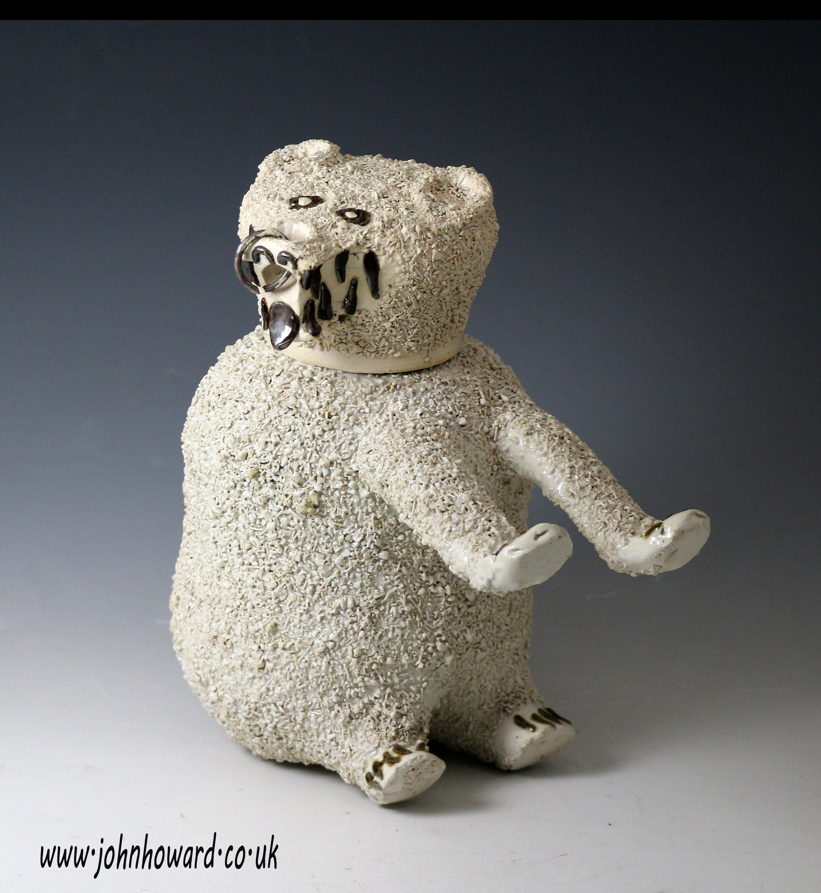 Staffordshire pottery stoneware model of a bear jug mid 18th century Engish.