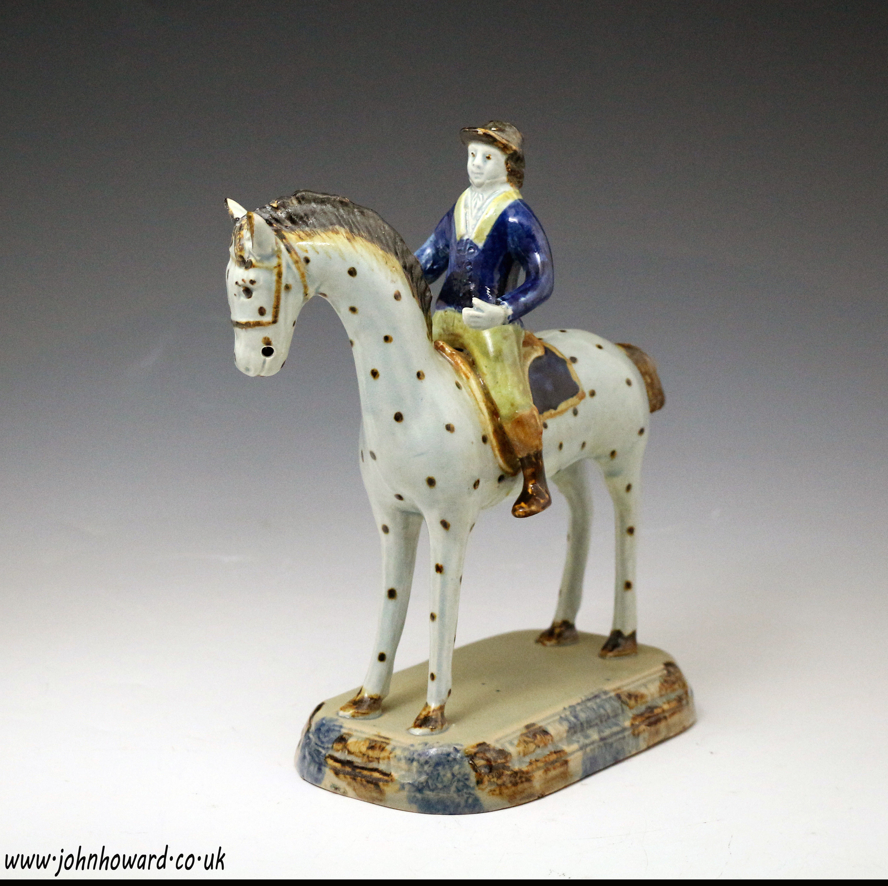Prattware pottery  figure of horse and rider, English early 19th century