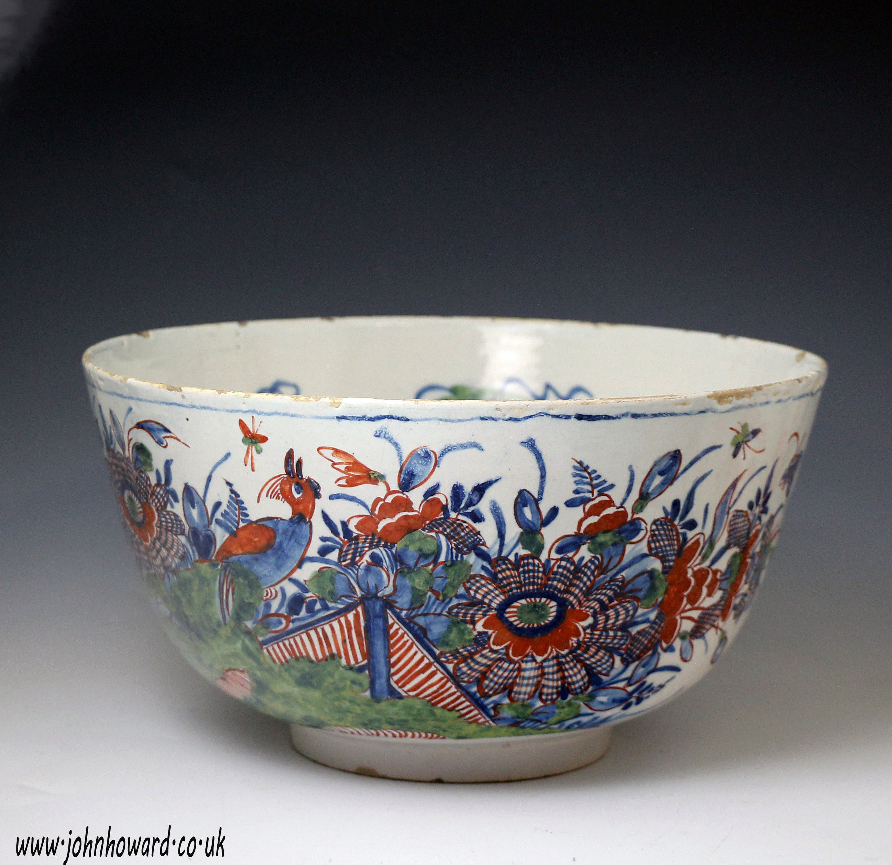 Large Delft polychrome decorated bowl early 18th century