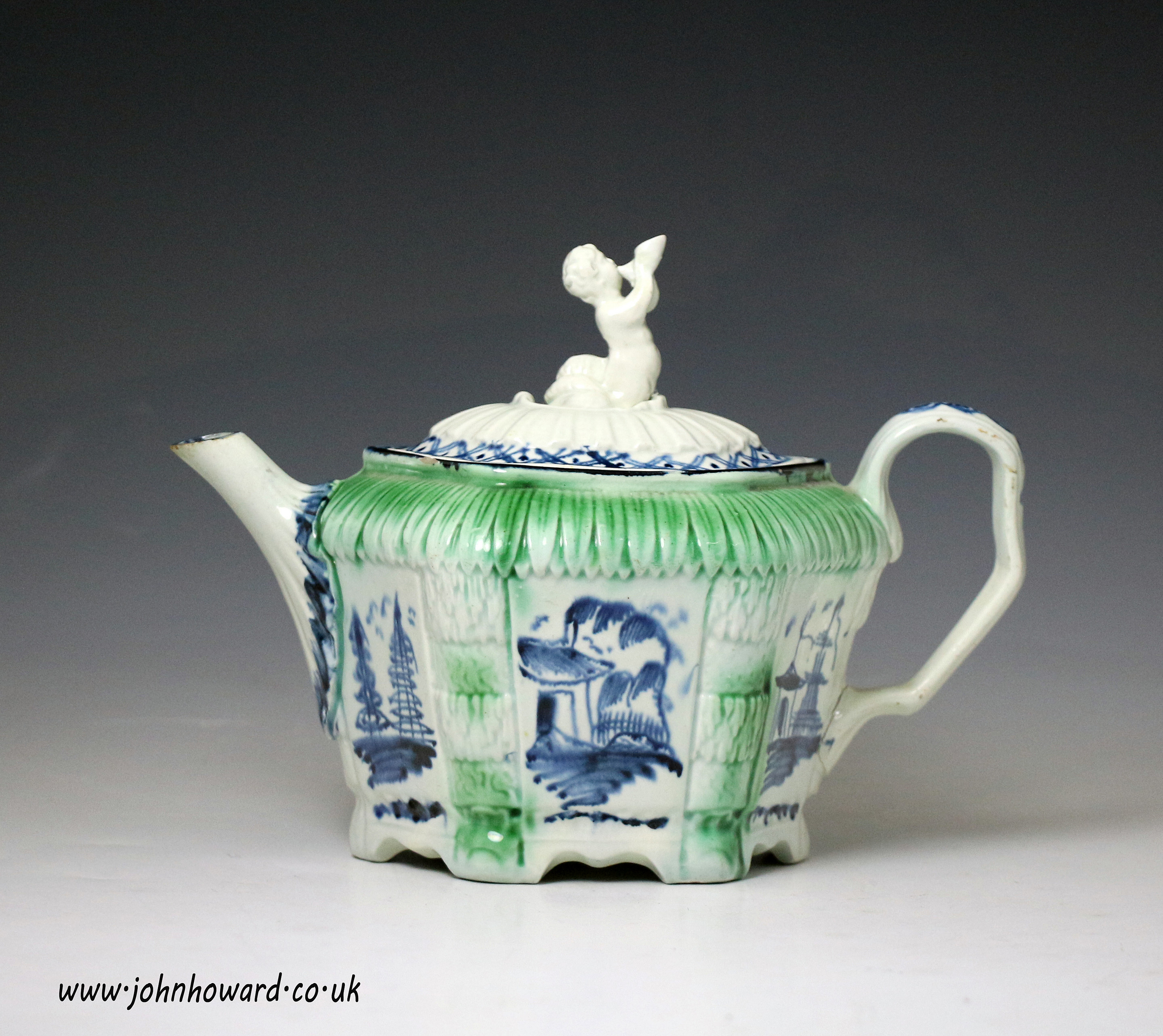 Antique English Pottery pearlware teapot late 18th century.