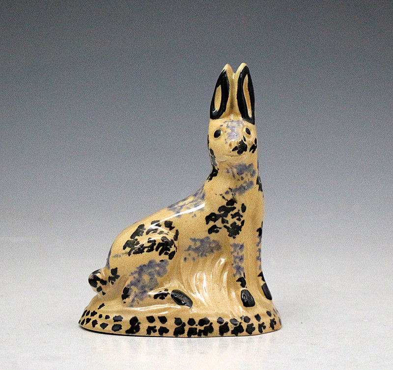 English pottery figure of a seated hare early 19th century antique period.